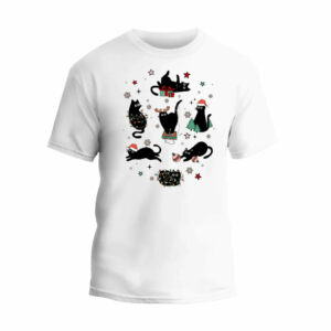 Black Cats Christmas T-Shirt_8191