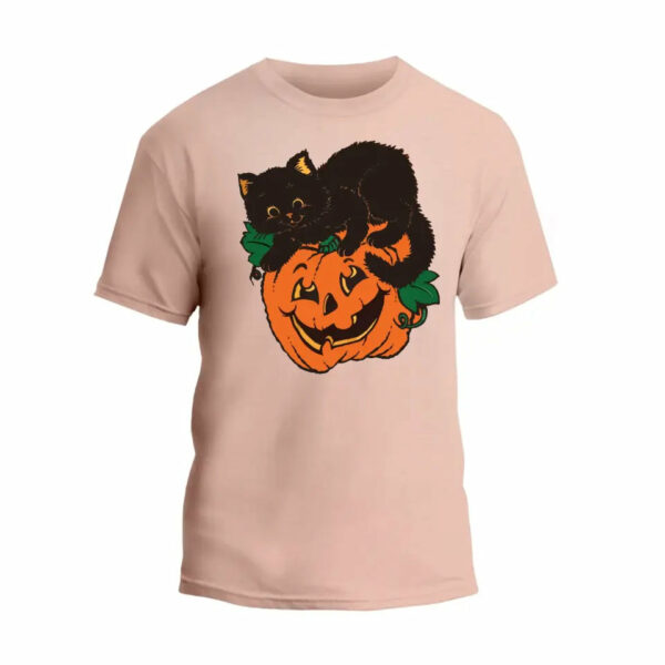 Black Cat and Pumpkin T-Shirt_2404