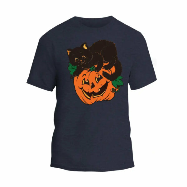 Black Cat and Pumpkin T-Shirt_2404