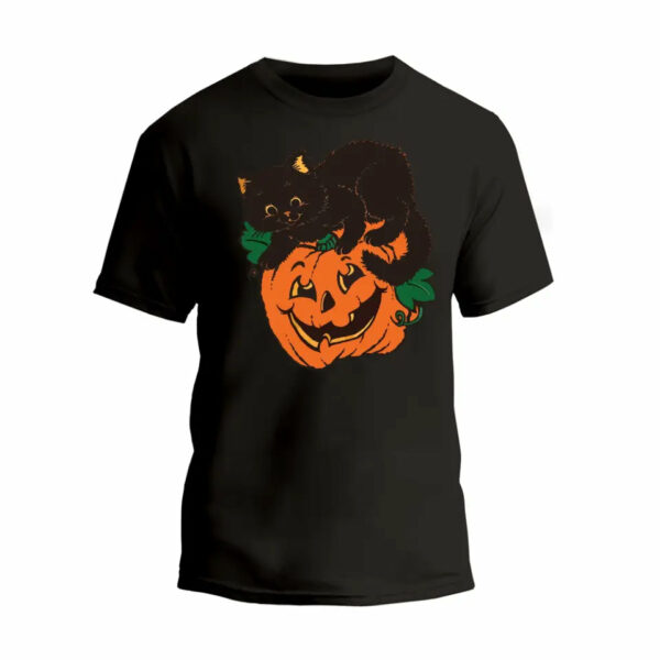 Black Cat and Pumpkin T-Shirt_2404