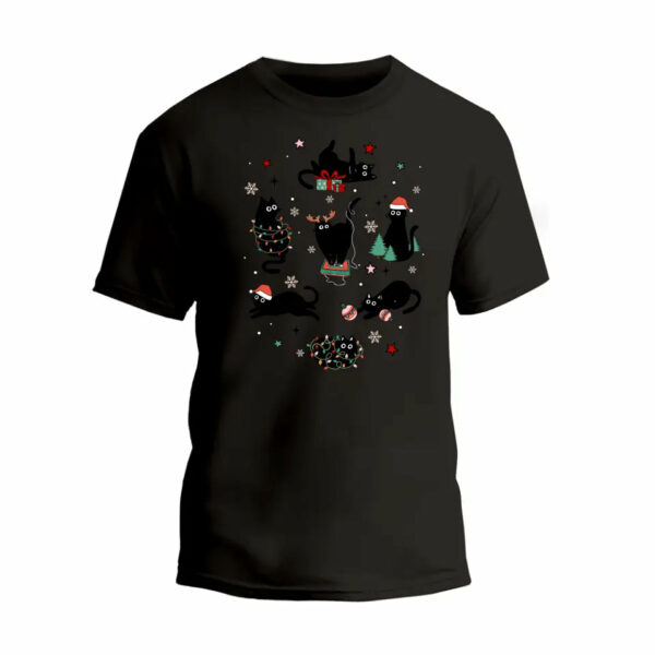 Black Cats Christmas T-Shirt_8191