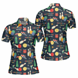 Christmas Colorful Bowling Ball Polo Shirt For Women